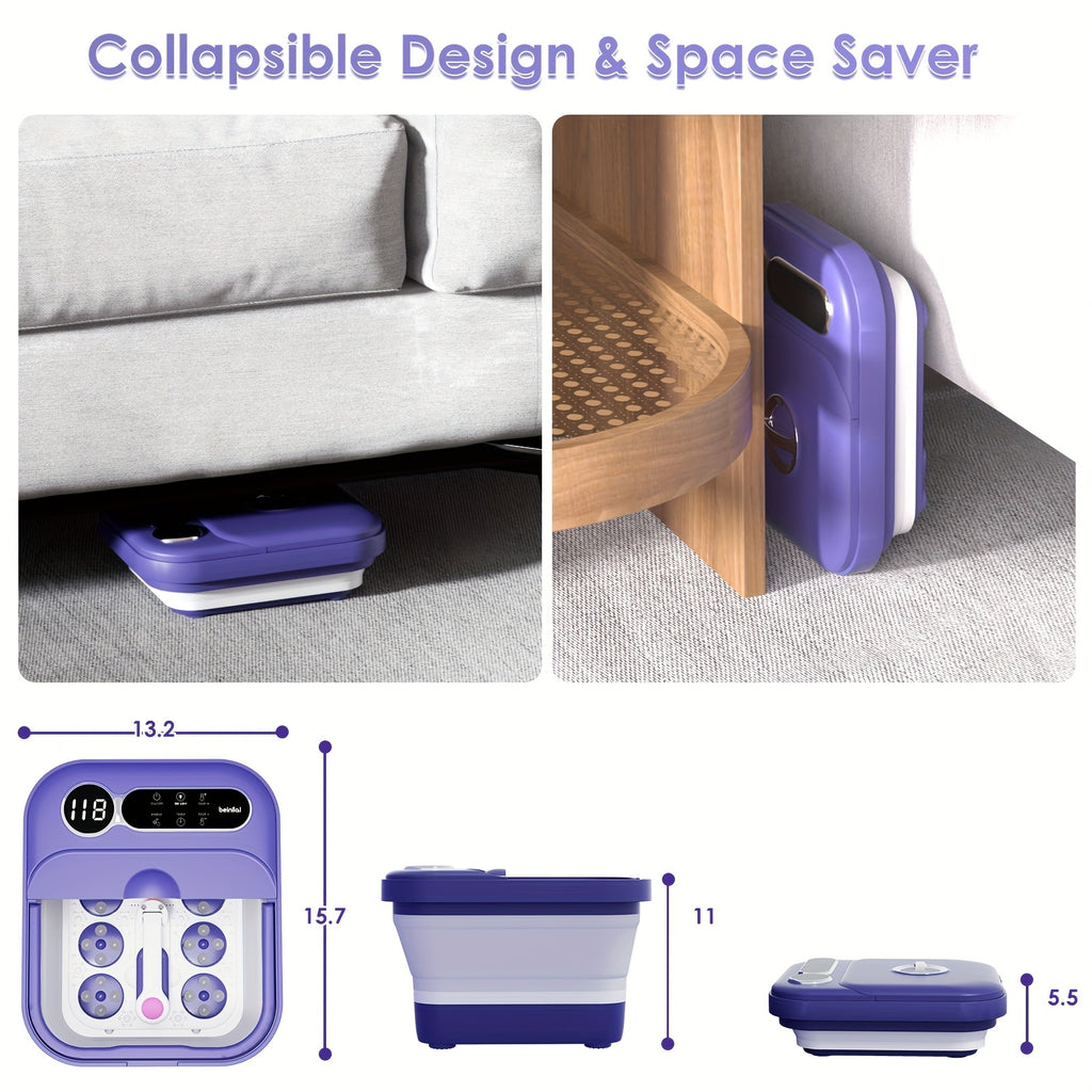 Collapsible Foot Spa with Listed Heating and Bubble Massage Features, Blue Automatic or Pink Basic Model Options for Adult Home Foot Care and Gift Planning