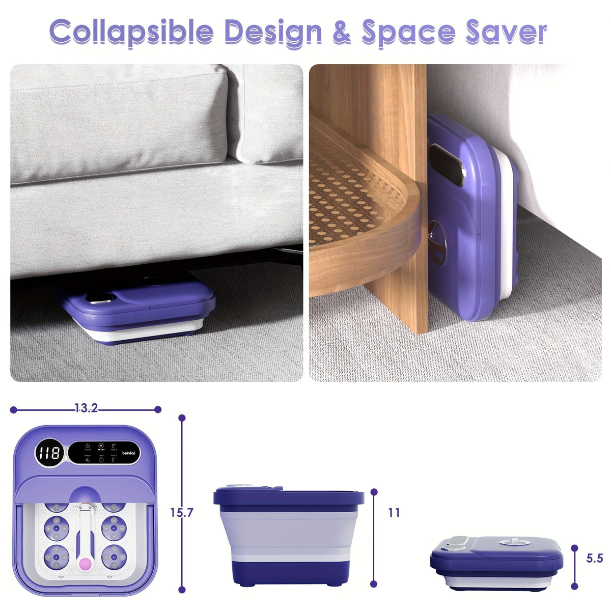 Collapsible Foot Spa with Listed Heating and Bubble Massage Features, Blue Automatic or Pink Basic Model Options for Adult Home Foot Care and Gift Planning