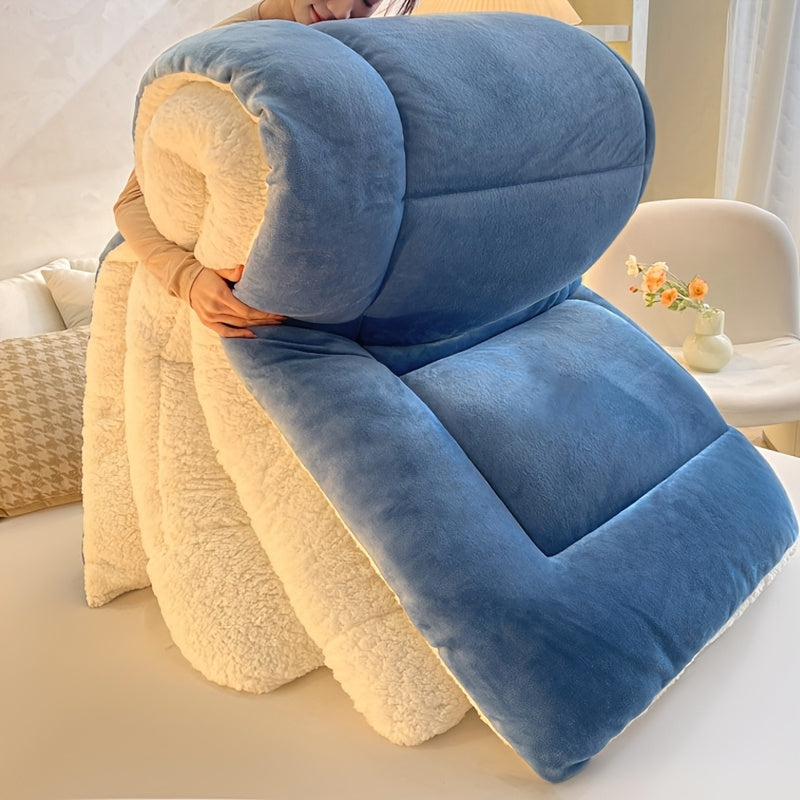 Sherpa Fleece Blanket with Listed Reversible Plush Microfiber Design, Twin XL, Full, Queen and King Options for Sofa Lounging and Cozy Bedroom Layering