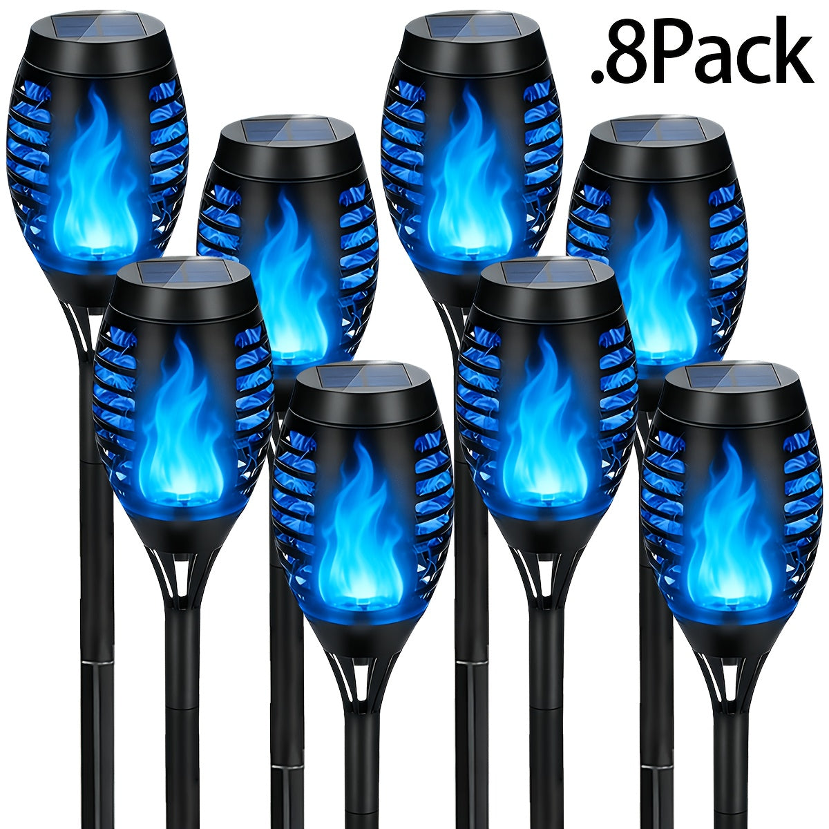 Solar Torch Lights with Flickering Flame Effect, 8 or 12 Pack Ground-Mounted Decorative Garden Lamps with Color Options for Outdoor Parties and Halloween Displays