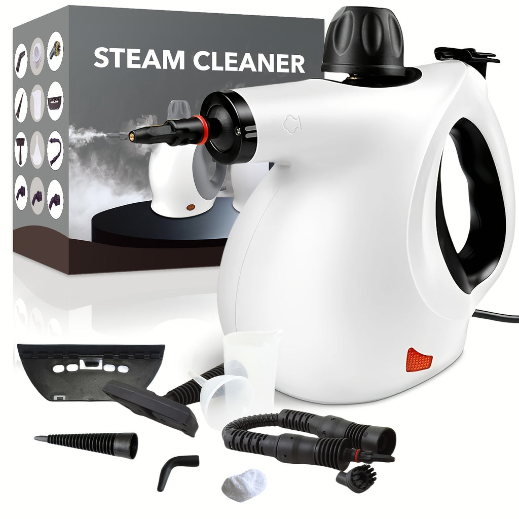 High Pressure Steam Cleaner HK004 in White, 1050W Handheld Cleaning Tool with 12 Accessories for Compatible Kitchen Surfaces, Bathroom Tile and Windows