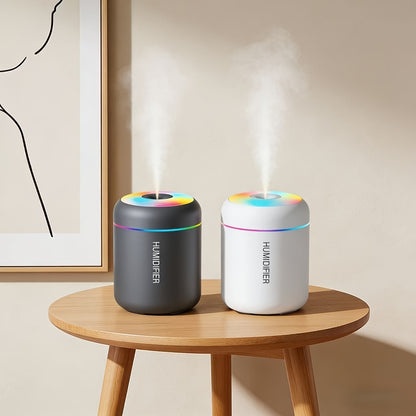 Cool Mist Aromatherapy Diffuser with 300ml Tank and Seven-Color LED Night Light, Black USB-Powered Humidifier for Bedroom, Desk and Home Office Atmosphere