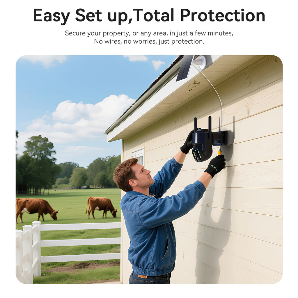 WESECUU 4G LTE Solar Security Camera with Listed 4MP Imaging, 8000mAh Battery, PTZ Live View and Two-Way Talk, Premium Black or Ivory White Outdoor Options