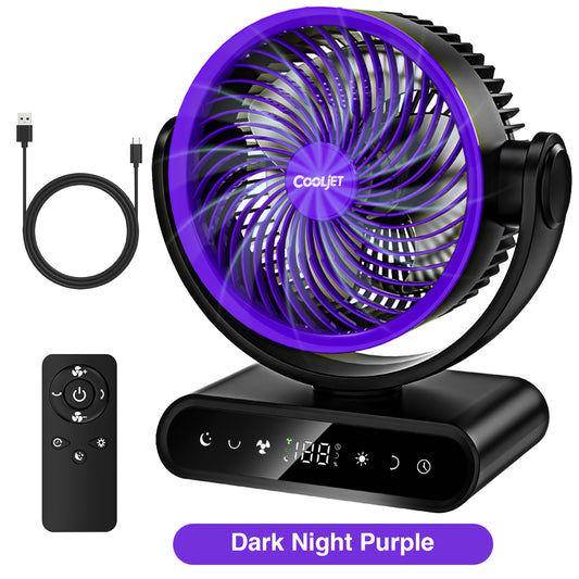 9-Inch Oscillating Camping Fan with Remote Control, 5 Speeds and 12 Warm LEDs, Listed 20000mAh or 40000mAh Options for Campsite Airflow and Home Use