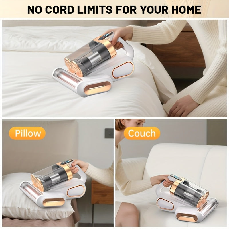 UVC Mattress Vacuum Cleaner with Hot Air, 16KPa Powerful Suction Bed Vacuum with Dual Dust Cup, Handheld Deep Cleaning Mattress Machine for Pillows, Sofa, and Carpet