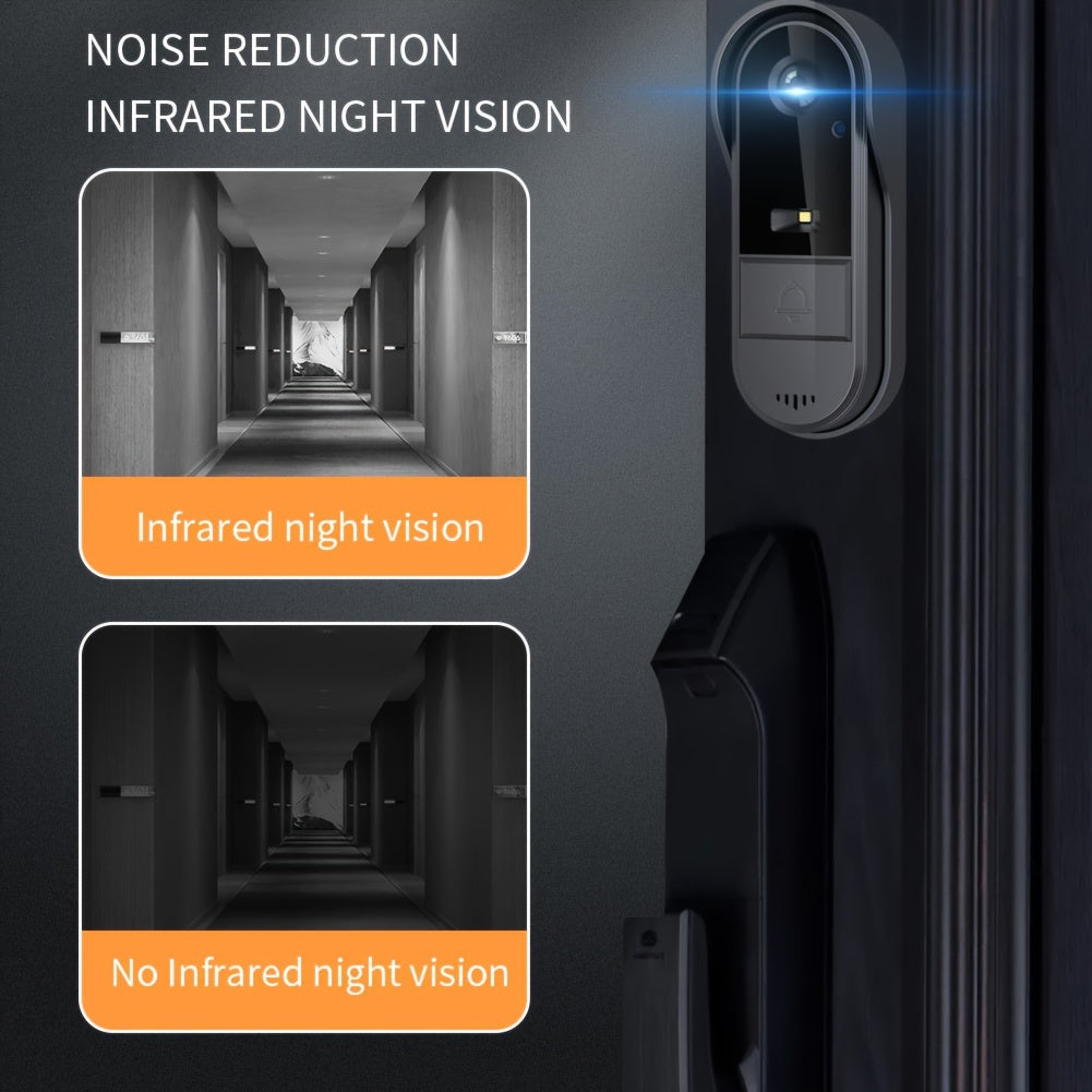 Indoor Monitor Video Doorbell with Listed 4.3-Inch Screen, Two-Way Talk and Infrared Night Vision, Black Wireless SD Card Options and Separate WiFi Style
