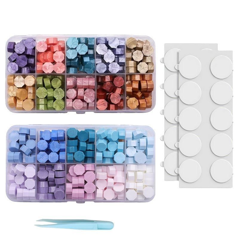 Sealing Wax Beads with Storage Box, 400-Piece Multi-Color Craft Supply Reference for Letters, Envelopes, Wedding Invitations and Decorative Bottle Seals