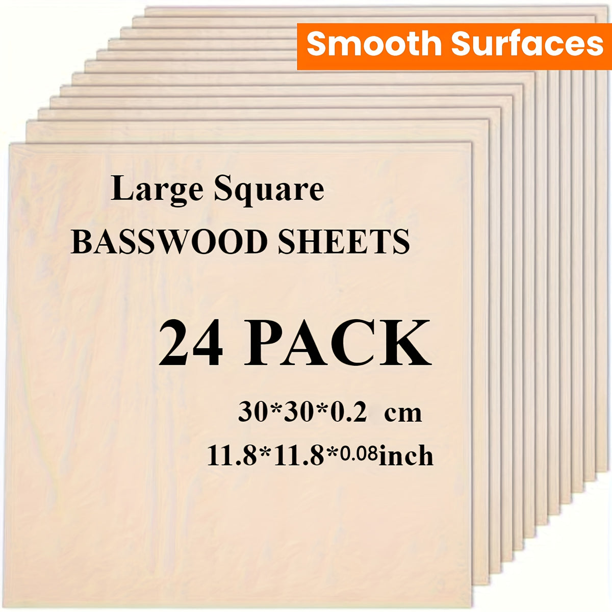 Basswood Sheets for Crafts in 24 or 48 Piece Packs, Smooth Wood Boards for Architectural Model Making, Staining and Tool-Compatible Laser Cutting or Wood Burning Projects
