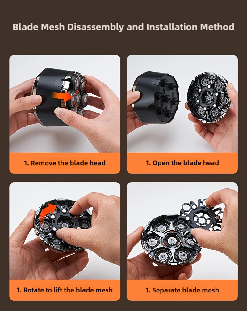 Men's Bald Head Shaver with Listed 7D Rotary Design and Rechargeable Operation, 5-in-1 Grooming Kit, Single-Function, Upgraded 2025 or A+ Options