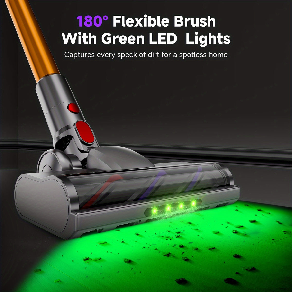 Self-Standing Cordless Vacuum with Listed 58kPa Suction, 6-in-1 Rechargeable Handheld Cleaning Design and LED Electric Floor Brush for Carpets and Pet Hair