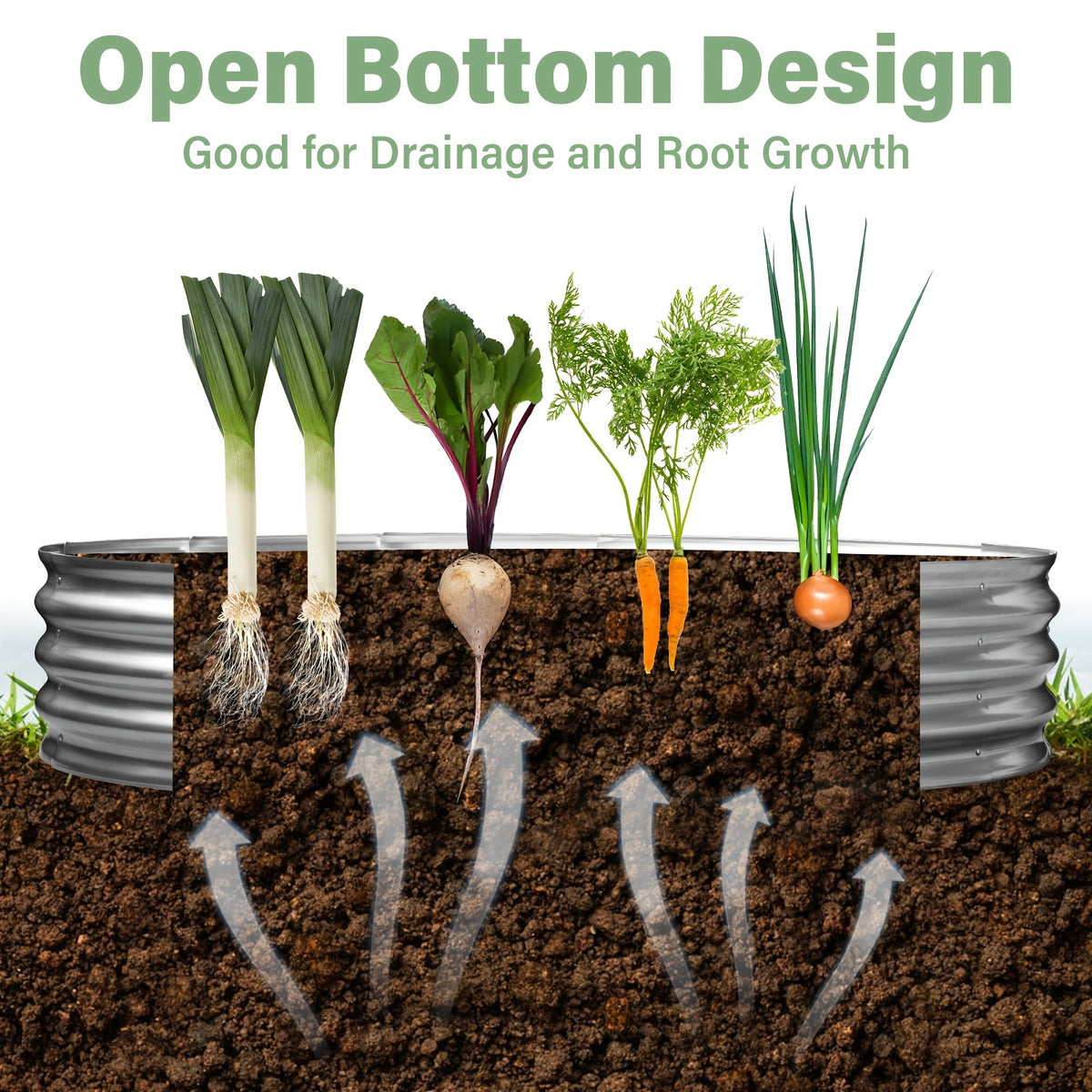 Galvanized Vegetable Garden Bed Set with Oval Metal Planter Design, Outdoor Raised Planting Boxes in Single and Multipack Options for Backyard Gardening