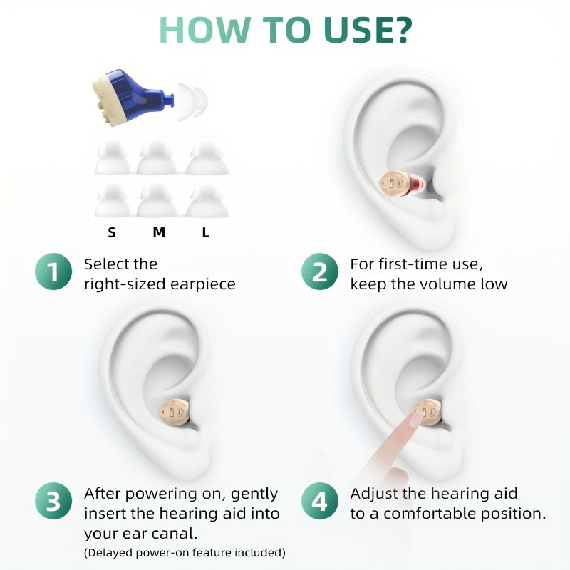 Digital Display Rechargeable Hearing Aid with Listed Noise Reduction, Compact Design and Blue and Red Color Option for Personal Listening Routines