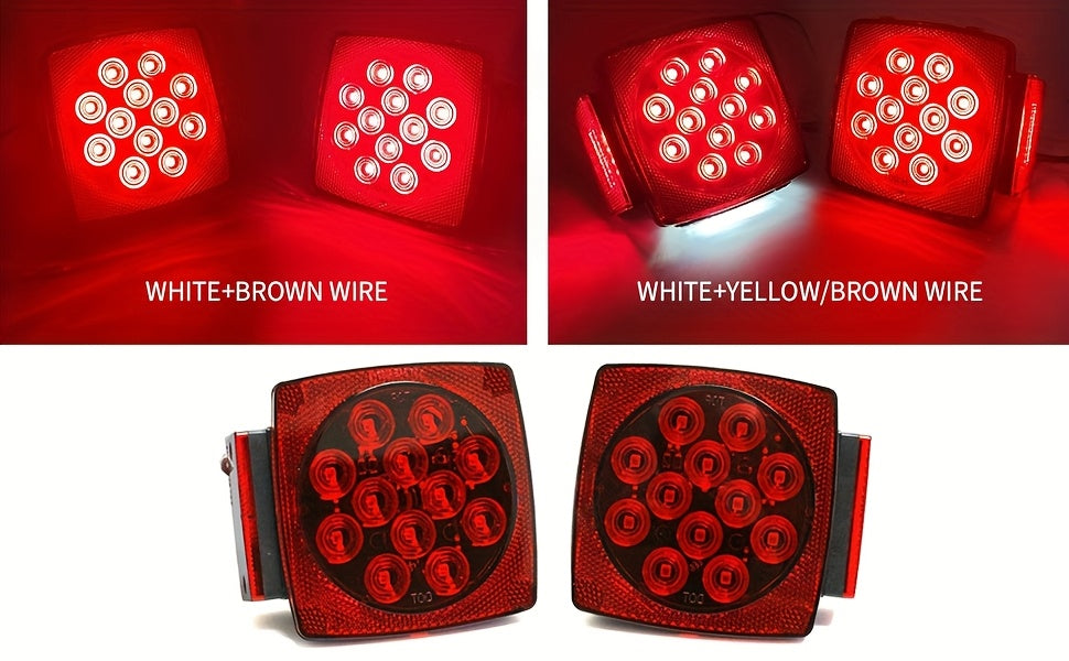 12V LED Trailer Lights with Square Stop, Tail and Turn Signal Lighting References, Light Pack Selections and Optional 29FT Trailer Wiring Kits
