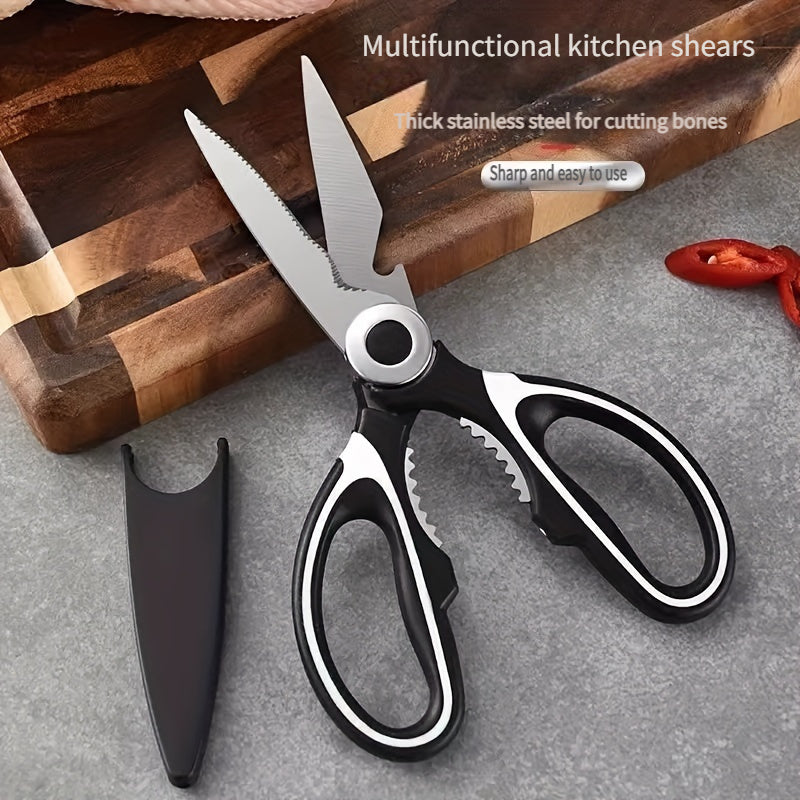 Multifunctional Poultry Shears with Stainless Steel Blades and Ergonomic Handle, Single Pair of Kitchen Scissors for Chicken, Duck, Fish and BBQ Meal Preparation