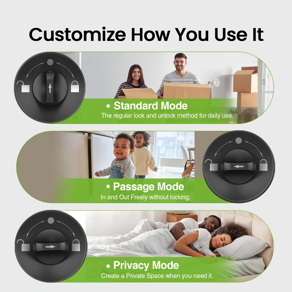 GHome Smart Door Knob Lock with Listed Fingerprint, Keypad and App Features, K20, K10, K02A and PRO Model Options for Compatible Door Access Setups