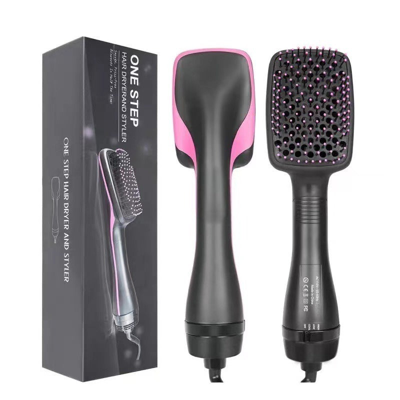 Ionic Hair Straightener Brush with 3-in-1 Hot Air Drying, Combing and Styling Functions, Pink or Yellow Hair Dryer Brush for At-Home Hair Routines