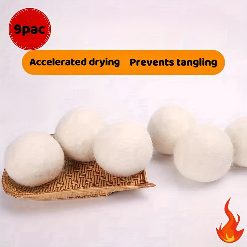 Wool Dryer Balls 9-Pack with Listed 5cm Size, Reusable Laundry Drying Accessories for Compatible Clothes Dryer Loads and Everyday Household Fabric Care