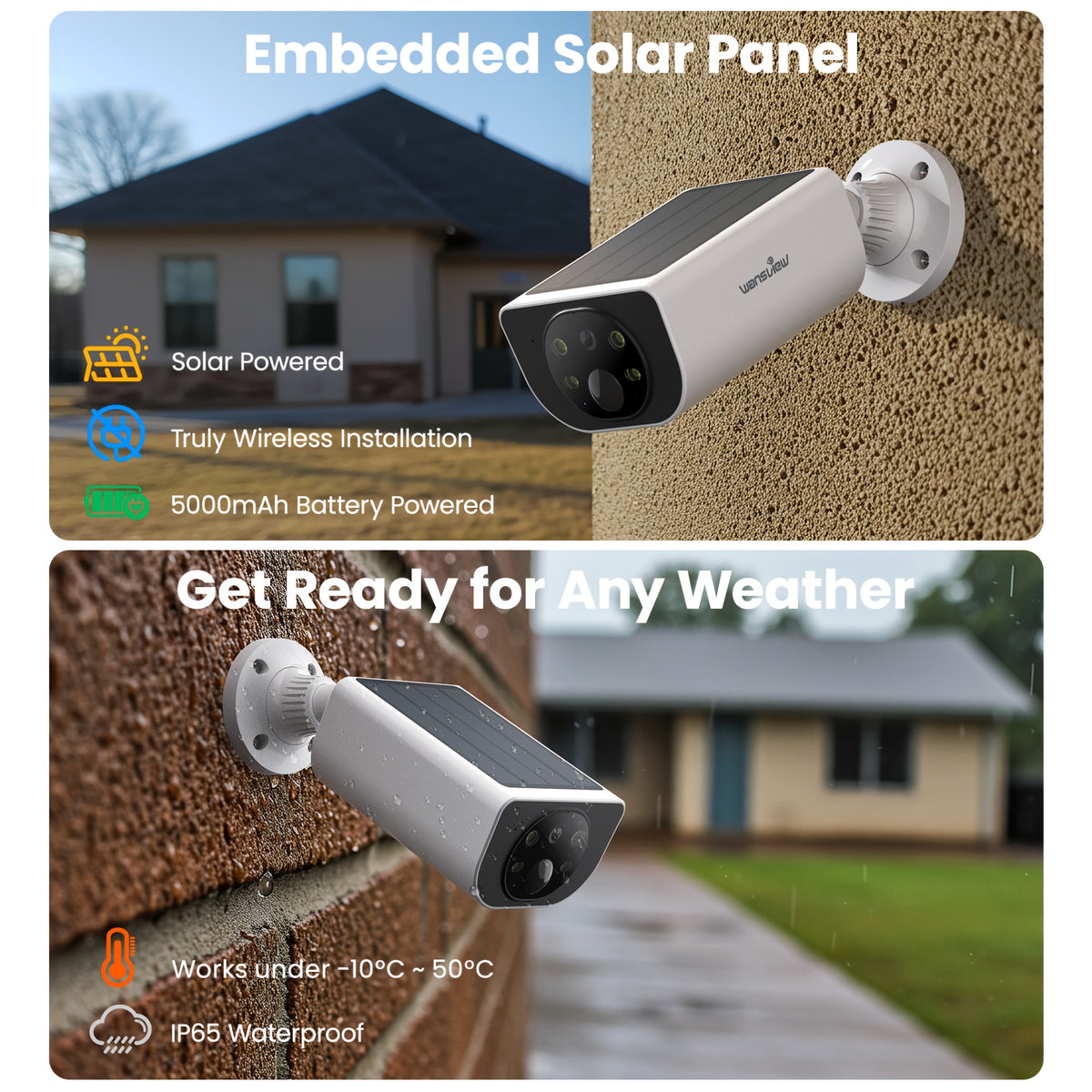 Wansview Solar Security Camera with Listed 3MP Video, Color Night Vision, PIR Human Detection and Two-Way Audio, Outdoor 1 to 4 Pack Options