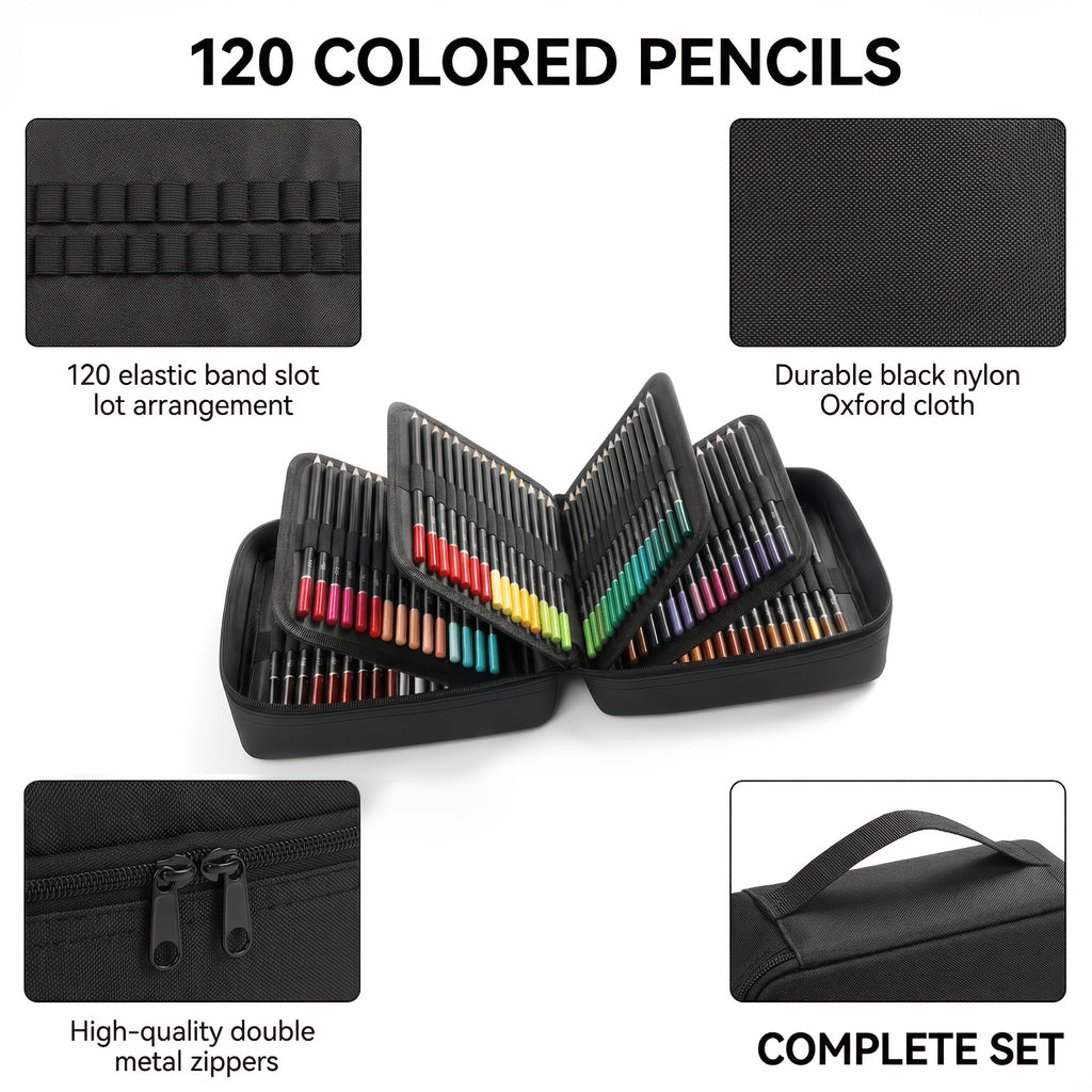 120 Color Colored Pencil Set with Listed Sketchbook for Adult Coloring Books, Drawing, Sketching, Blending and Shading Practice at Home or in Art Classes
