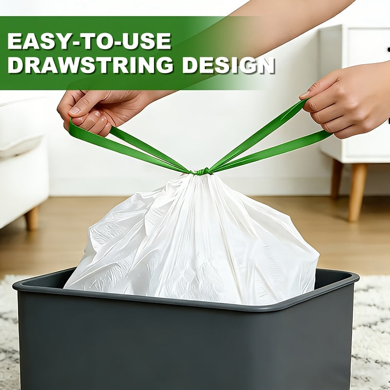 Boxed 13-Gallon Drawstring Garbage Bags, Disposable Household Bin Liners in Style 2 or Style 3 Options for Compatible Kitchen and Garden Waste Containers
