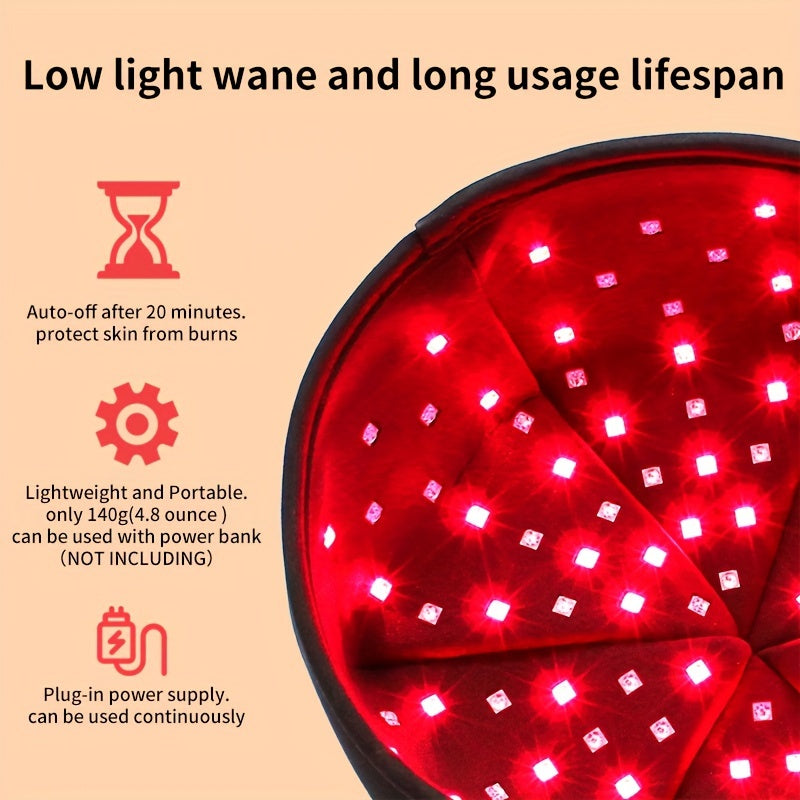 Red Light Therapy Cap with 120 LEDs, 660nm Red and 830nm Near-Infrared Light, Black or Gray Wearable Scalp Care Device for Adult Home Routines