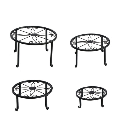 Round Metal Plant Stand Set with 3, 4 or 5-Piece Options, Circular Flower Pot Holders for Indoor Living Rooms, Balconies and Outdoor Courtyard Displays