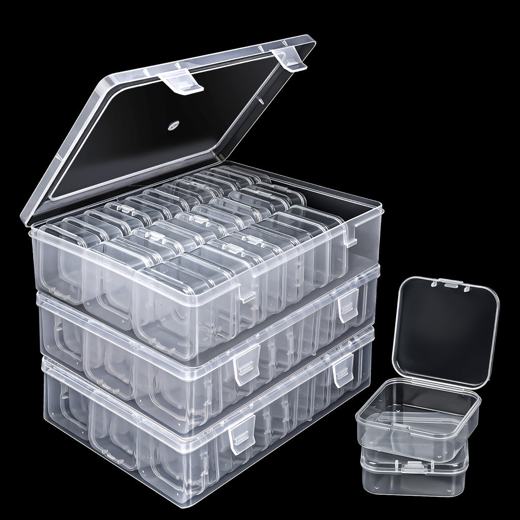 90-Slot Bead Storage Set by TOMNK, Three Clear Stackable Plastic Organizer Boxes with 30 Compartments Each for Jewelry-Making Supplies, DIY Crafts and Small Accessories