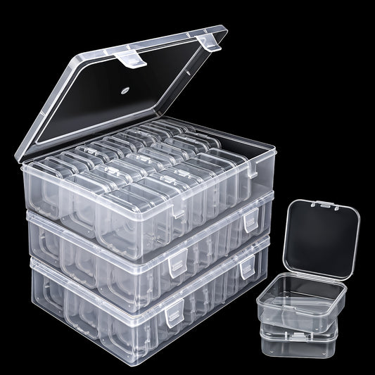 90-Slot Bead Storage Set by TOMNK, Three Clear Stackable Plastic Organizer Boxes with 30 Compartments Each for Jewelry-Making Supplies, DIY Crafts and Small Accessories