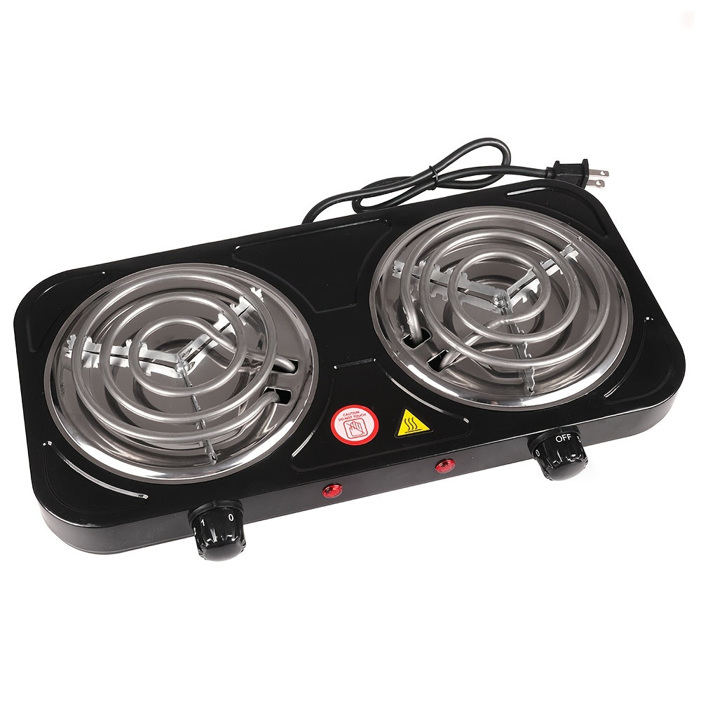 2000W Electric Double Burner Hot Plate, Listed 110V Countertop Stove with Five Adjustable Heat Settings and Black or White Options for Home Kitchen Cooking