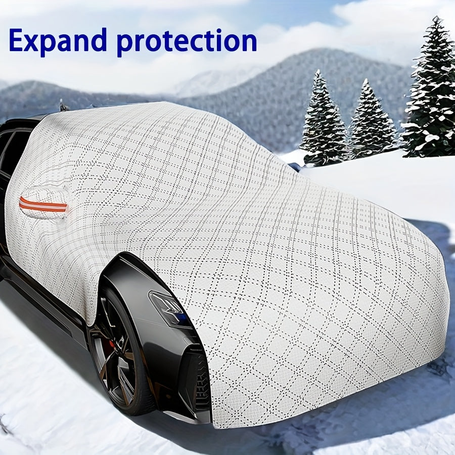 Front Windshield Snow Shield with Thickened Cloth Reference, One-Piece Car Window Cover for Parked Vehicle Frost, Snow and Seasonal Shade Use