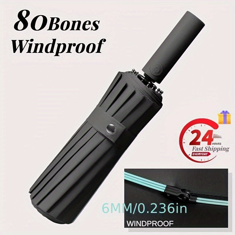 Automatic Folding Umbrella for Men and Women with Listed Reinforced Fiberglass Ribs, Compact Sun and Rain Carry in Five Colors for Daily Outings