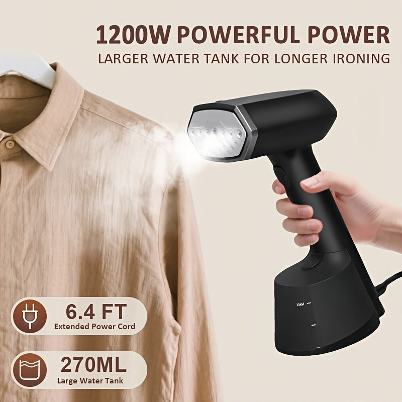 9.13oz Large Tank Clothes Steamer, 30-Second Fast Heat Handheld Garment Wrinkle Remover with Ergonomic Handle and Detachable Base, Compact Portable Steam Iron for Shirts, Dresses and Suits at Home and Travel