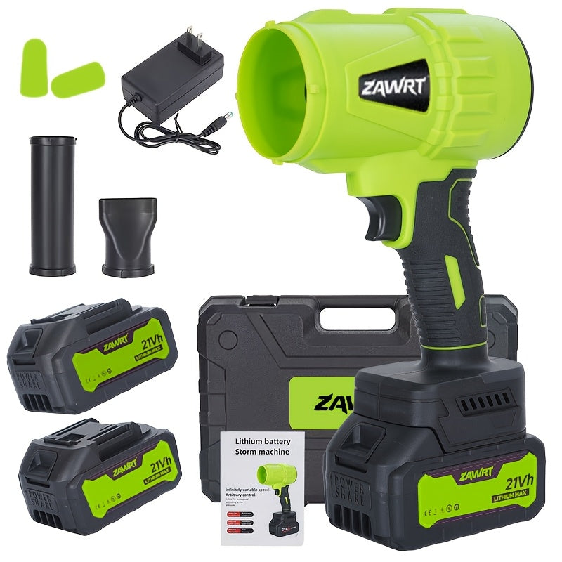21V Cordless Leaf Blower with Listed 30000RPM Motor, Handheld Outdoor Air Tool in Single-Battery Box or Dual-Battery Toolbox Sets for Leaf and Dust Cleanup