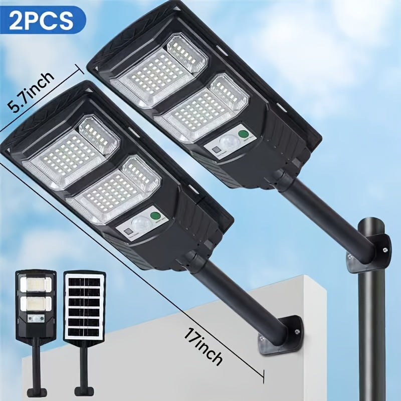Solar Street Flood Lights, Two- or Four-Pack Outdoor LED Options with Selected 92LED Labels, Listed 6500K Light, Motion Sensor and Remote Control