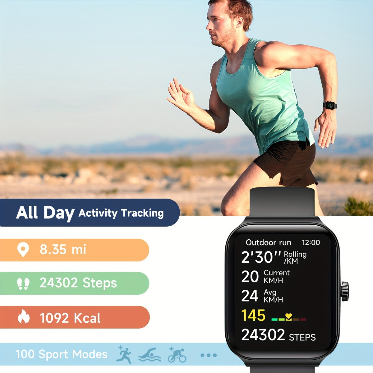 Activity Tracker Smartwatch with Alexa, 1.95-Inch Display, Call Answering, 100+ Sport Modes, Step Counter and Sleep Tracking for Android and iPhone