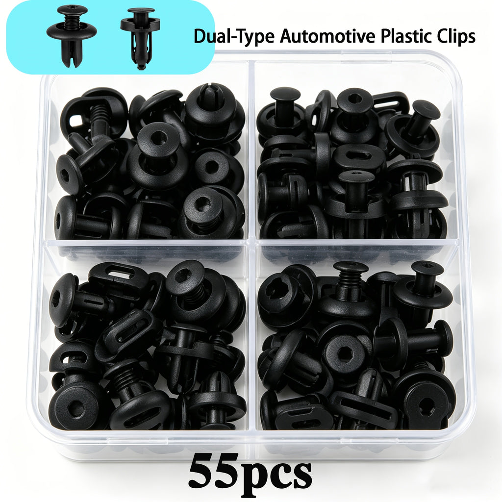 Bumper Retainer Clips and Plastic Push Rivet Fasteners for Compatible Car Applications, Seven Quantity Options with Removal Tool References