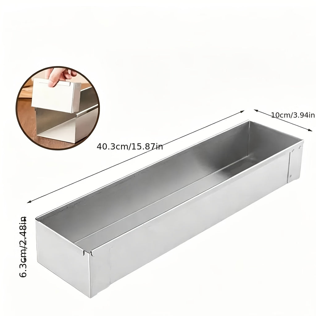 Fixed Base Rectangular Cake Pan in Silvery, One-Piece Oblong Dessert Mold for Tiramisu, Cheesecake and Mousse Preparation at Home and Holiday Gatherings