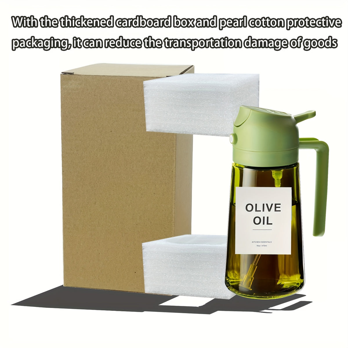Cooking Oil Spray and Pour Bottle with Listed 16-Ounce Size, Automatic Flip-Top Design and Label Stickers in Five Options for Everyday Kitchen Preparation