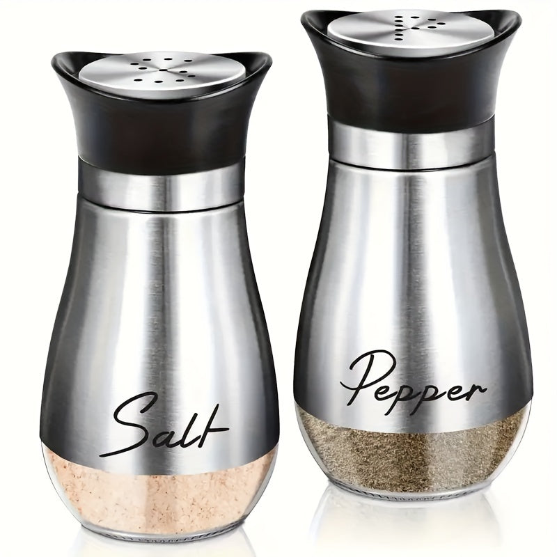 Salt and Pepper Shakers with Glass Bottoms and Stainless Steel Lids, Nine Color Set Options for Everyday Table Seasoning, Kitchen Dining, RV Meals and Barbecues
