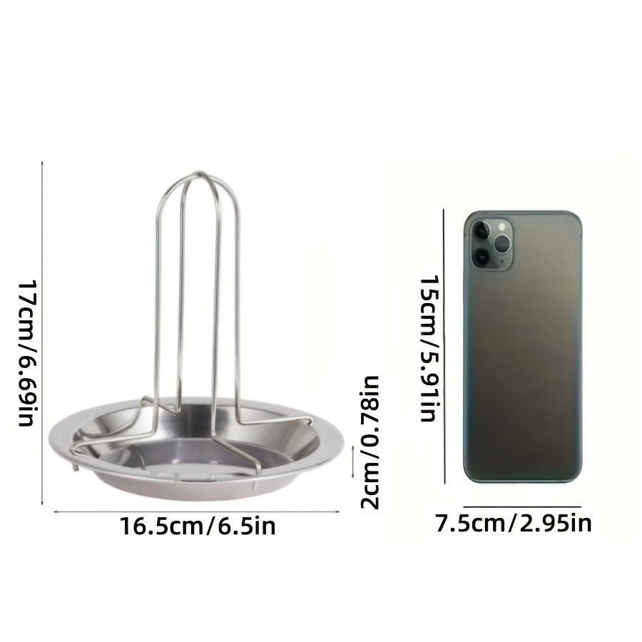 Chicken Roasting Rack with Drip Tray and Foldable Stainless Steel Design, Single Vertical Stand for Compatible Oven, Barbecue and Smoker Cooking