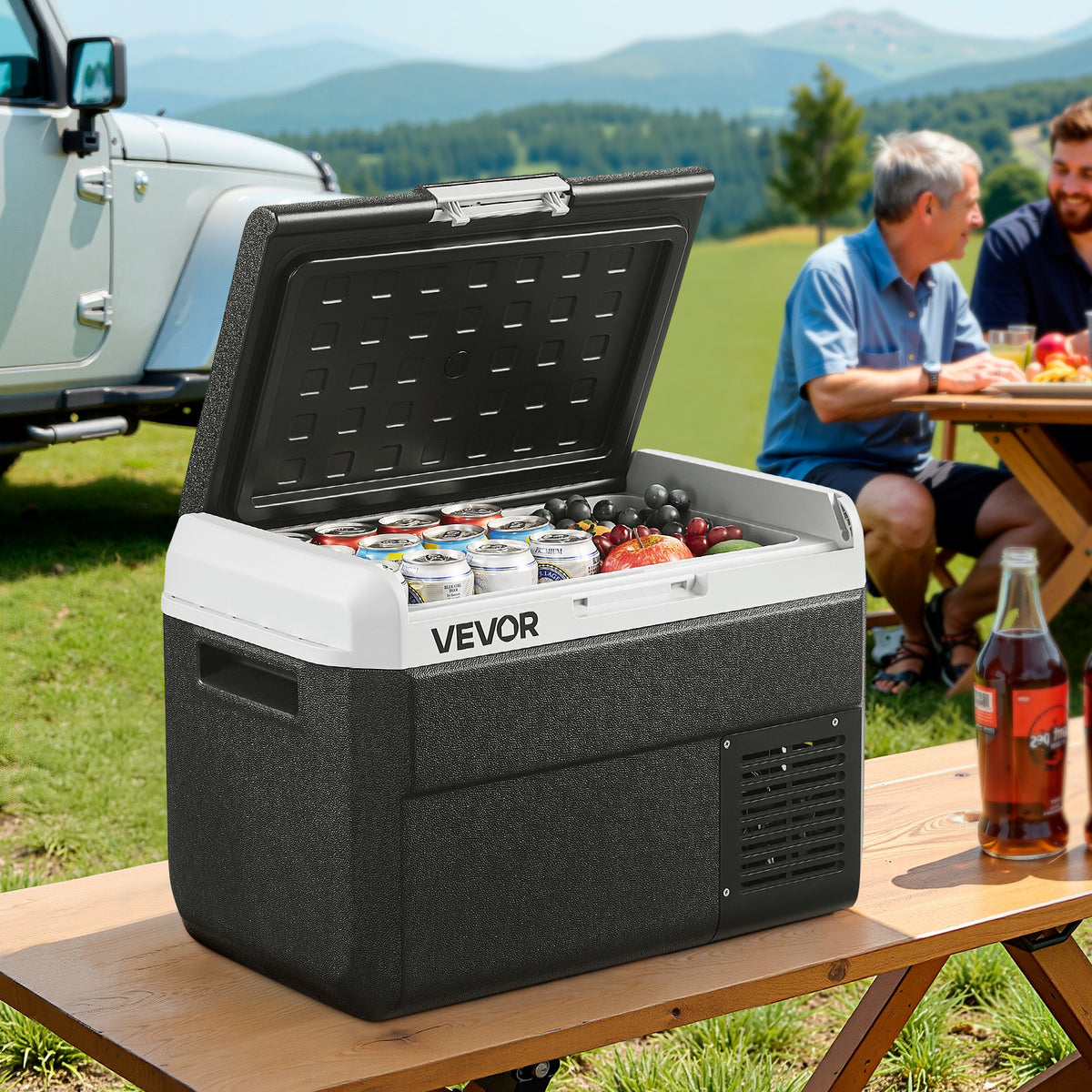 12V Car Refrigerator Freezer by VEVOR, 25L, 30L, 40L or 50L Portable Compressor Cooler with AC/DC Power and Battery Protection for RV Camping and Road Trips