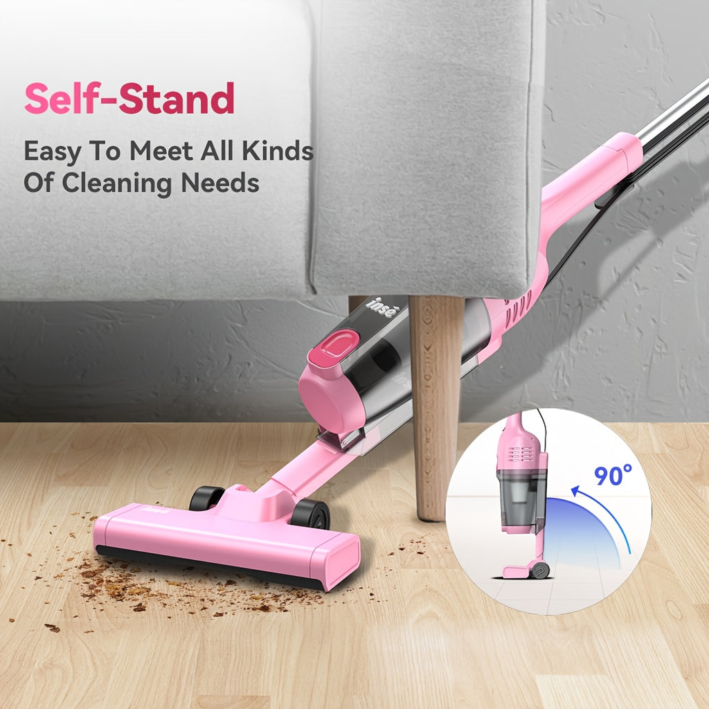 600W Bagless Stick Vacuum INSE with Listed 20kPa Suction and 18-Foot Cord, Handheld Cleaning Format in Seven Colors for Compatible Floors and Pet Hair Cleanup