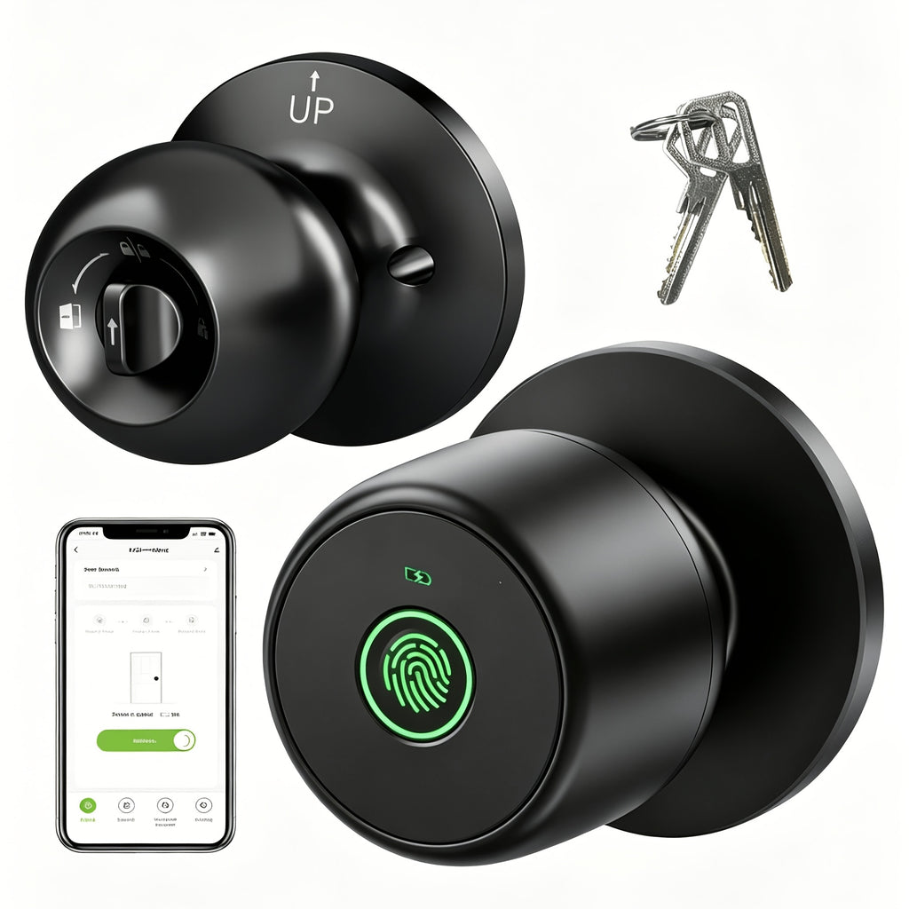 GHome Smart Door Knob Lock with Listed Fingerprint, Keypad and App Features, K20, K10, K02A and PRO Model Options for Compatible Door Access Setups