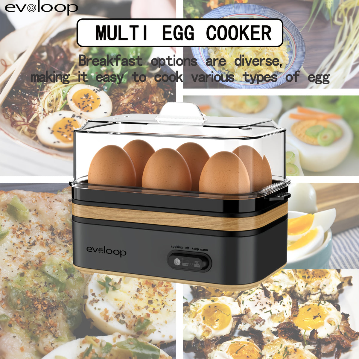 6-Egg Electric Egg Cooker, 400W 110V Breakfast Maker with BPA-Free Tritan Material for Hard-Boiled Eggs, Poached Eggs, Scrambled Eggs and Omelets