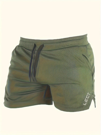 Men's Three-Quarter Fitness Shorts with Slim Stretch Styling, Lightweight Workout Pants for Running and Gym Routines in Black, Grey or Olive Green, S–XL
