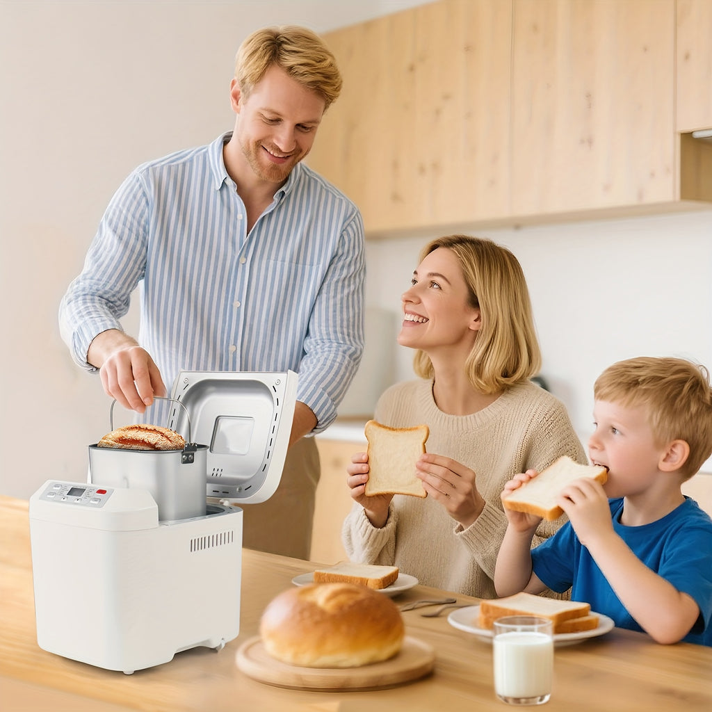 Bread Machine 2LB 12-in-1 with Gluten-Free Setting, Nonstick Pan, 2 Loaf Sizes, 13-Hour Delay and 1-Hour Keep Warm for Home Baking in White