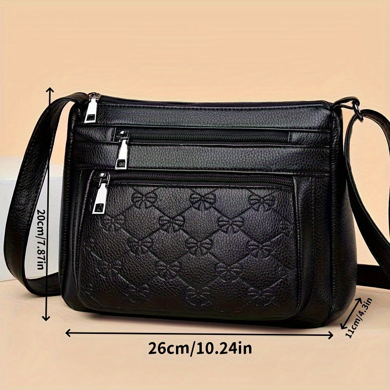 Black Zipper Crossbody Bag for Women, Adjustable Shoulder Strap Purse for Compatible Phone, Wallet and Cosmetics on Everyday Errands and Casual Outings
