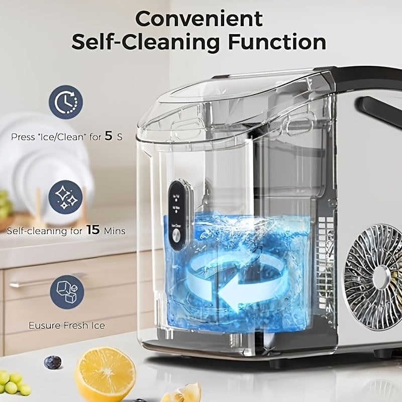 Countertop Ice Maker with Black Bullet Ice or Black and Stainless Steel Silvery Nugget Ice Options, Listed 26 or 35lb Daily Output for Home Kitchen Drinks