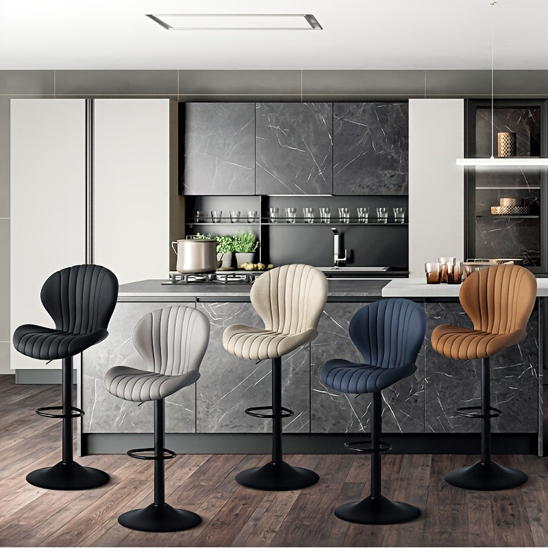 High Back Swivel Bar Stools with Adjustable Upholstered Seats for Kitchen Island, Home Bar and Dining Room, Sets of 1, 2, 3 or 4 in Five Colors