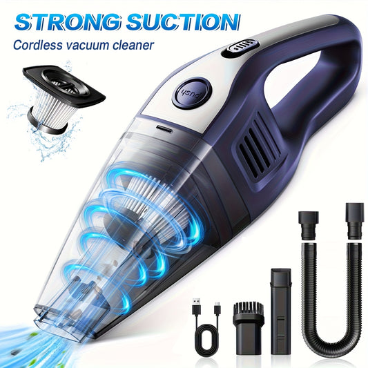 Handheld Vacuum Cleaner Cordless, USB Charging Mini Car Vacuum with Powerful Suction and Multi-Nozzle Kit, Portable Hand Vacuum for Car, Home, Office and Pet Hair Cleaning